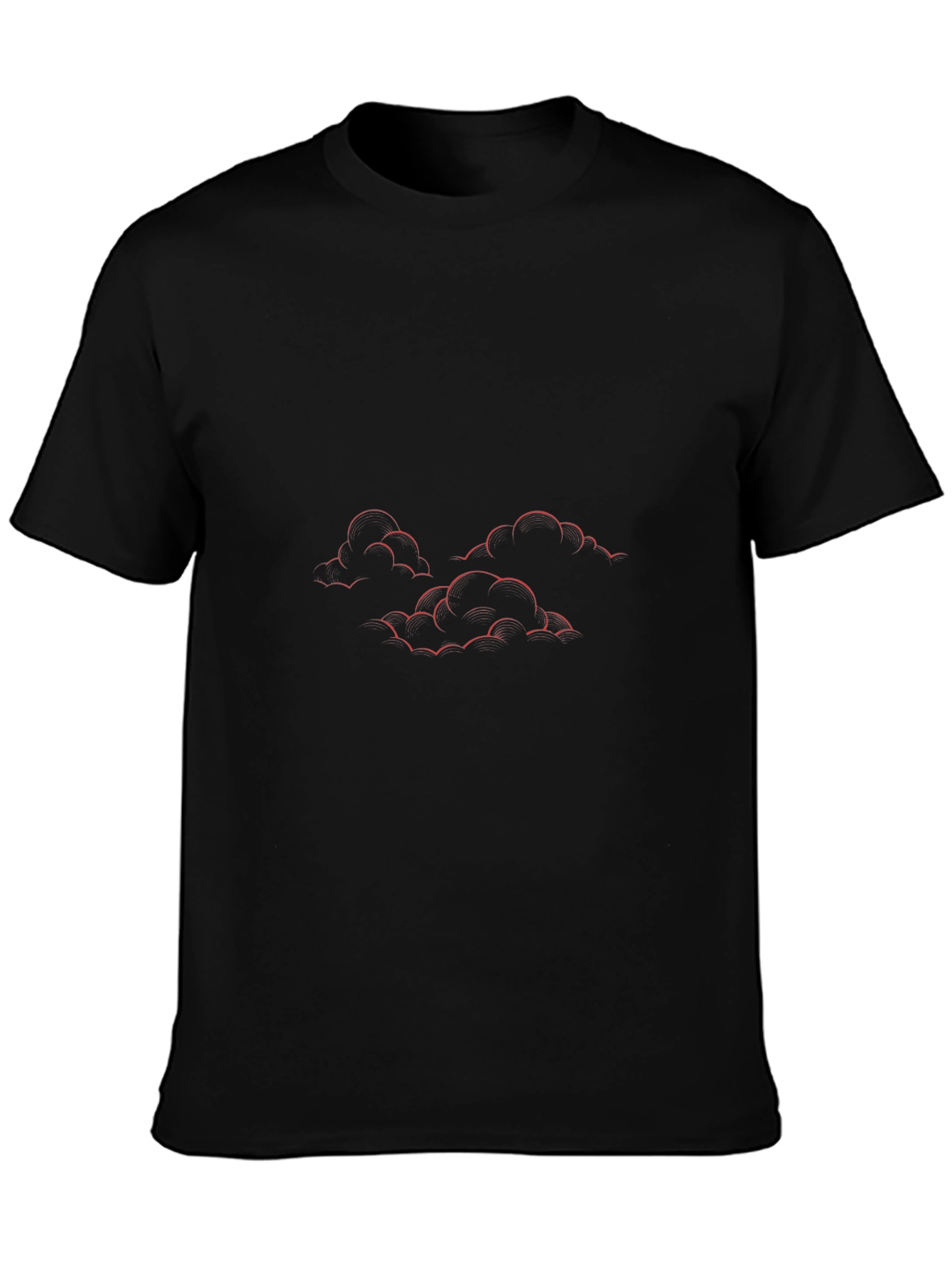 Black T-Shirt with Red Cloud Design