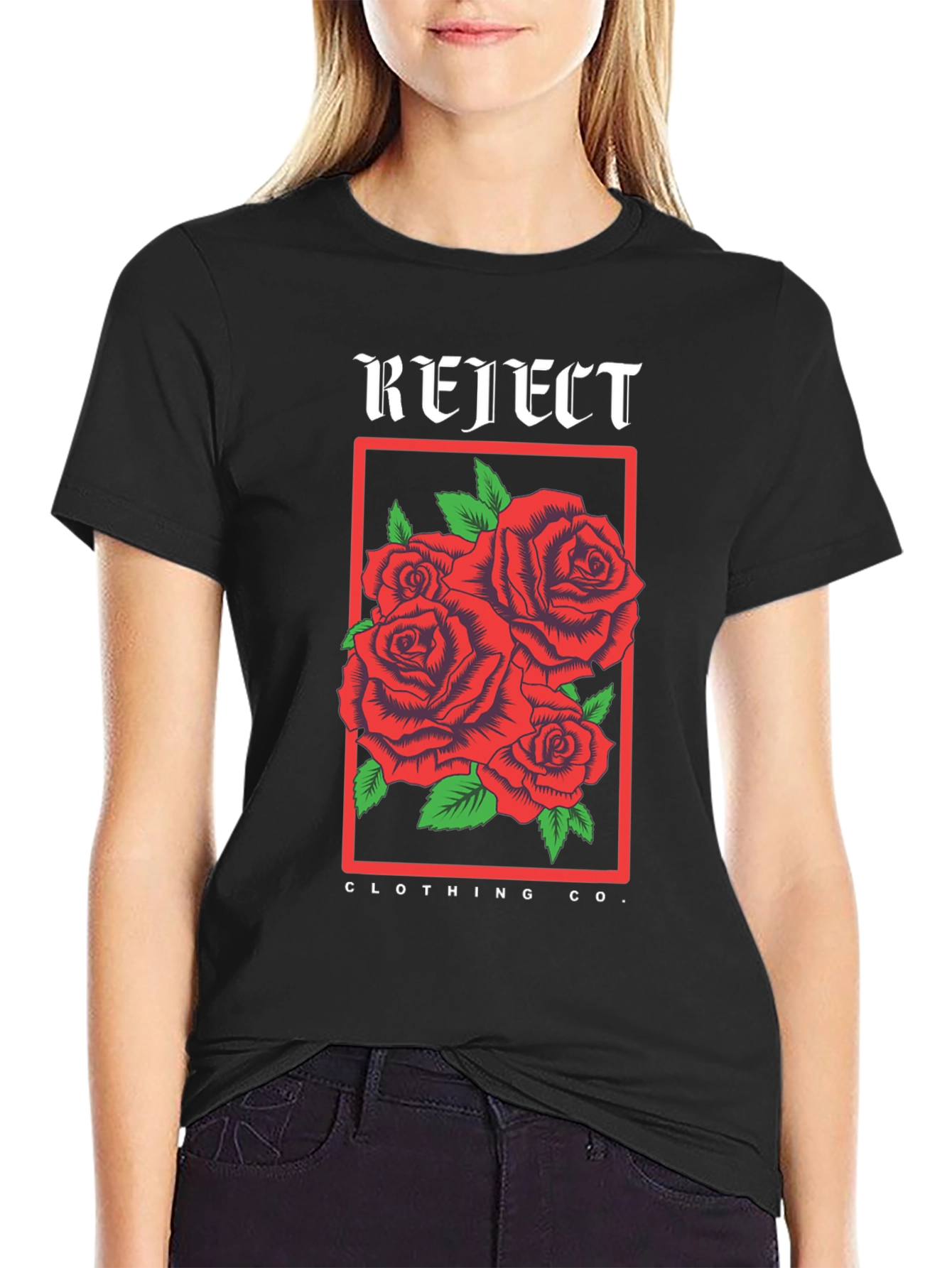 Reject Clothing Co. Roses Graphic Black T-Shirt