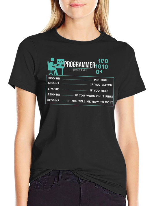 Programmer Hourly Rate Funny Black T-Shirt