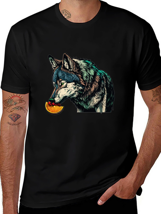 Wolf Eating Orange Graphic Tee