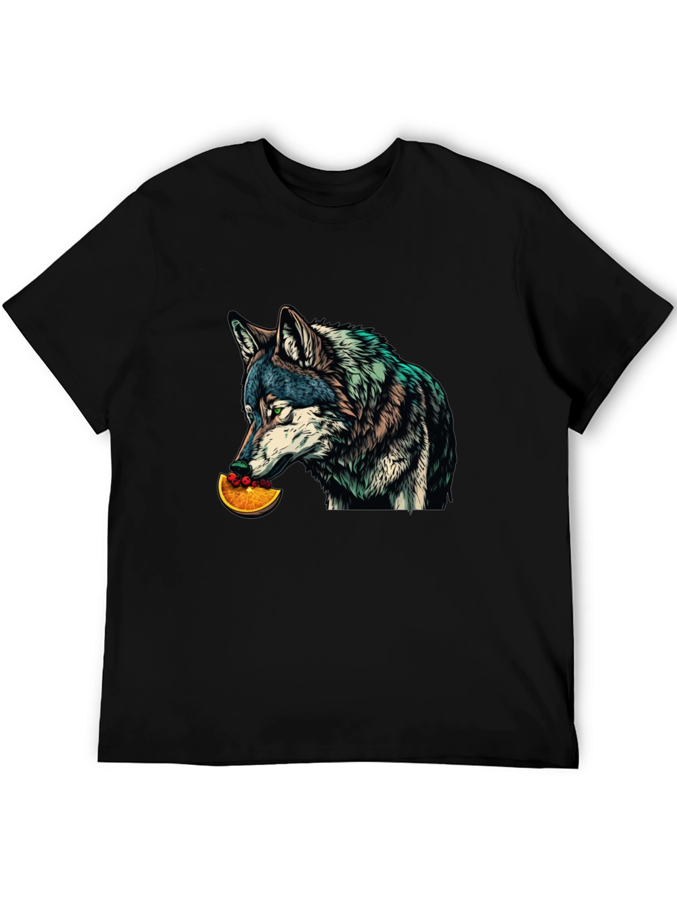 Wolf Eating Orange Graphic Tee