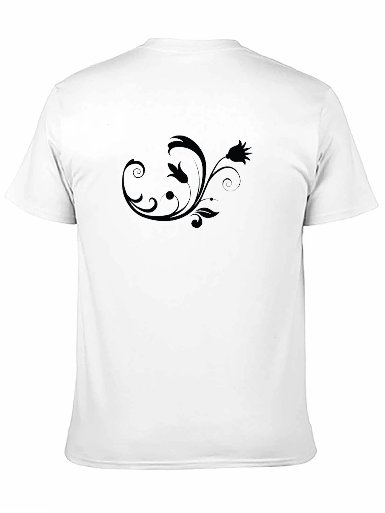 Mens Black Floral Swirl Crew Neck T-Shirt