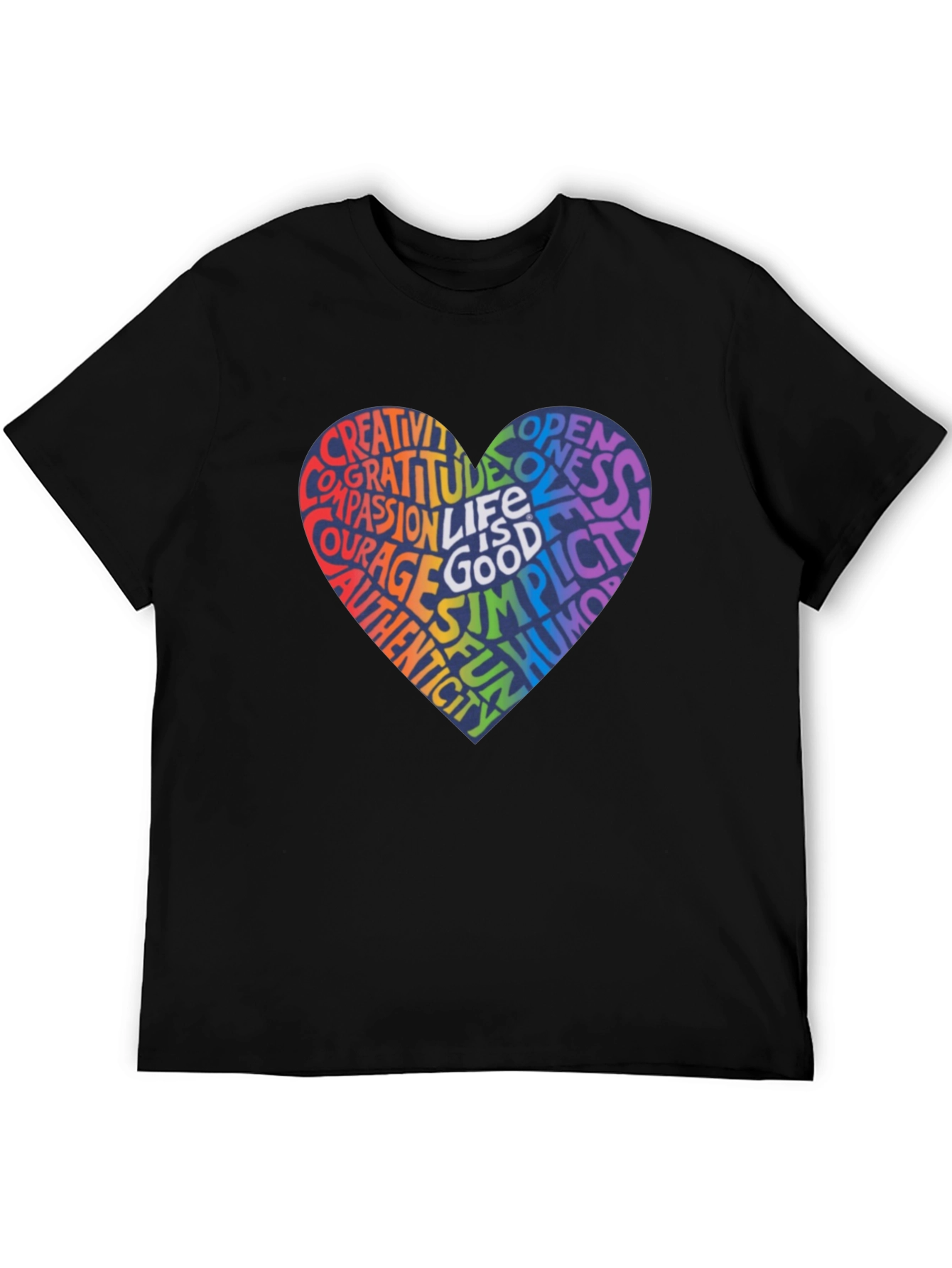 Rainbow Heart Word Art T-Shirt - Inspirational Design
