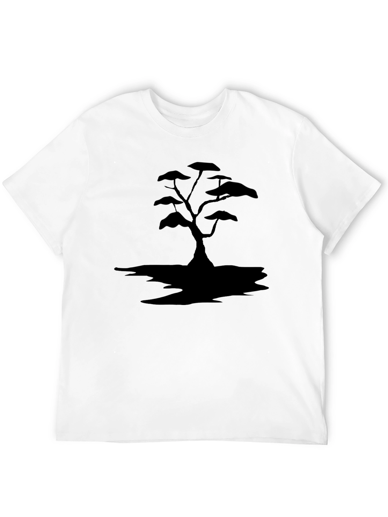 Black T-Shirt with Tree Silhouette Design