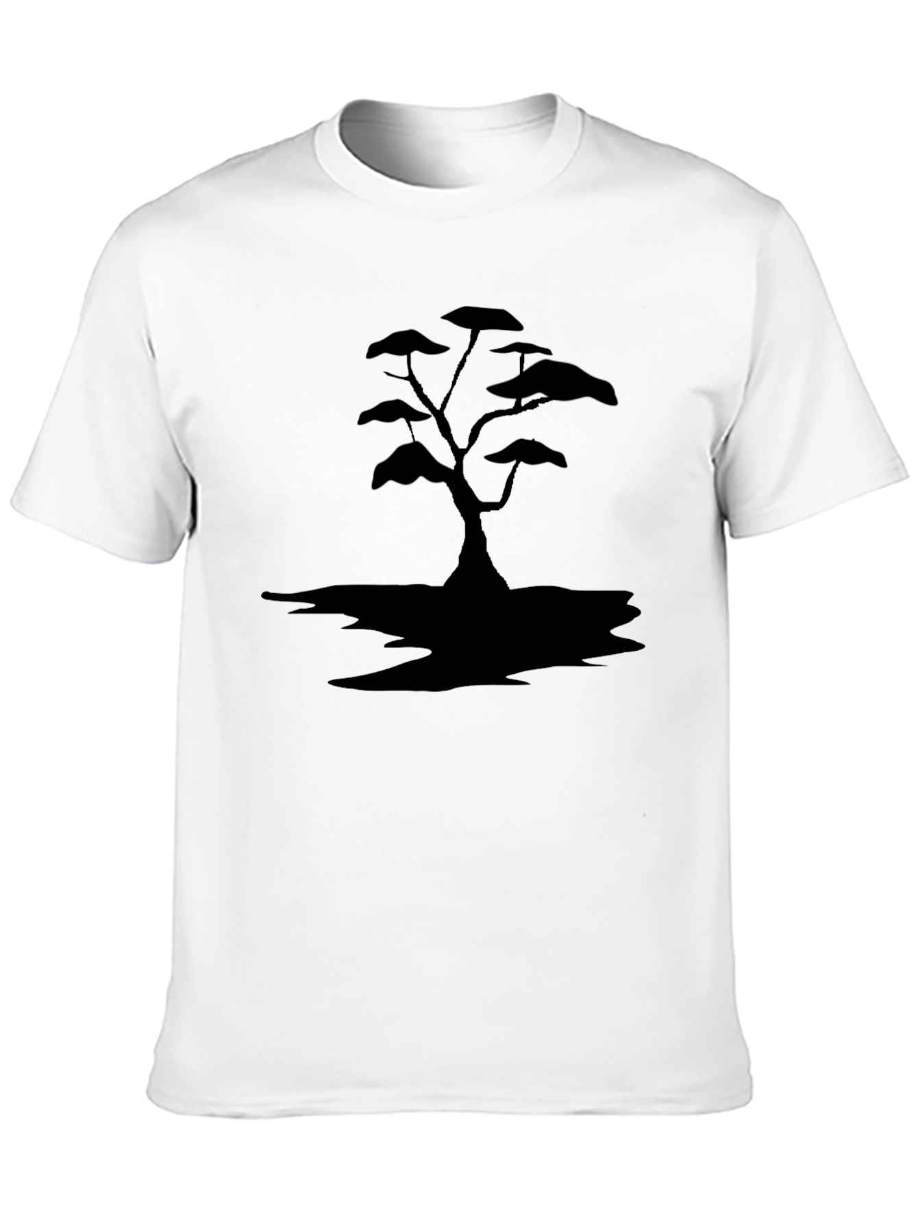 Black T-Shirt with Tree Silhouette Design