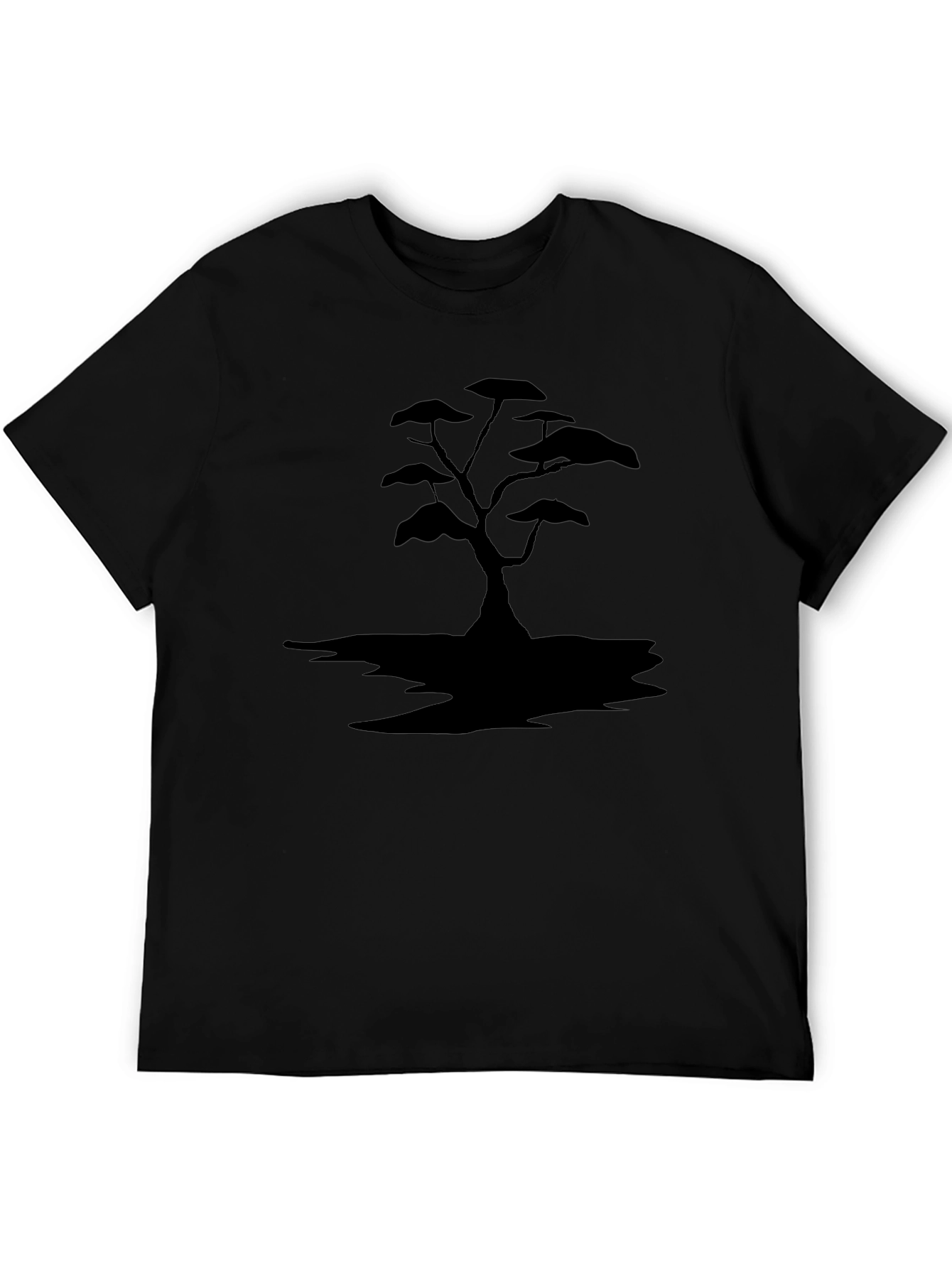 Black T-Shirt with Tree Silhouette Design