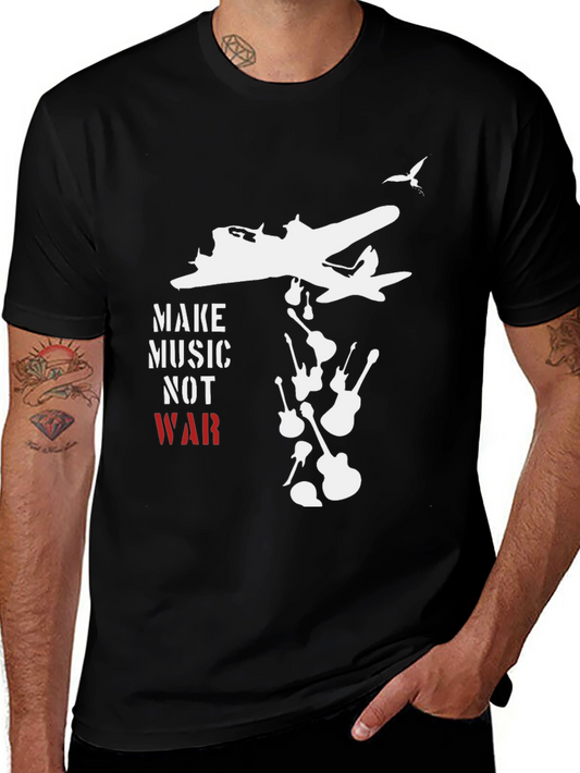 Make Music Not War Graphic Tee - Black