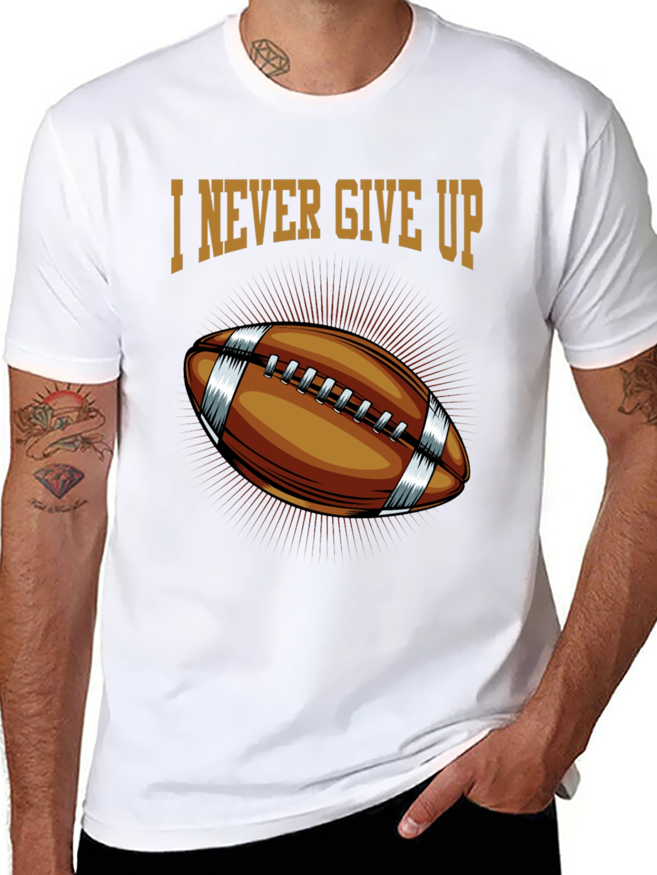 I Never Give Up Football Graphic T-Shirt