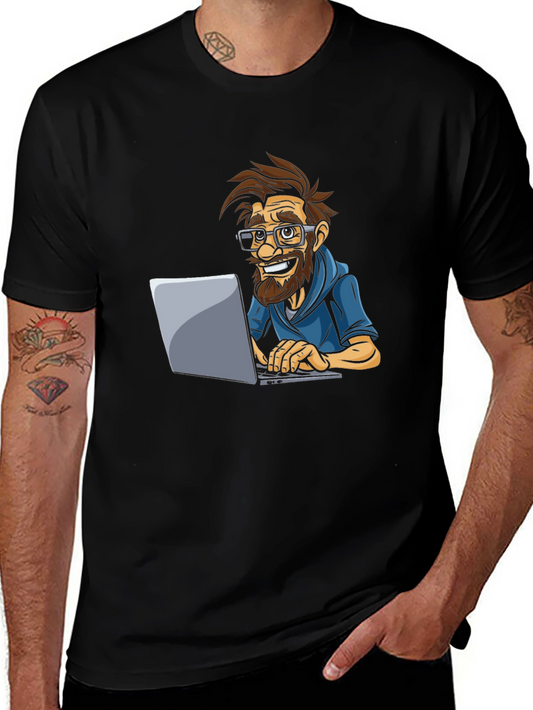 Funny Cartoon Programmer Graphic Tee