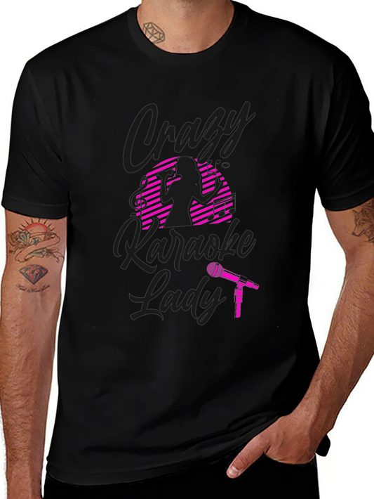 Crazy Karaoke Lady Black T-Shirt