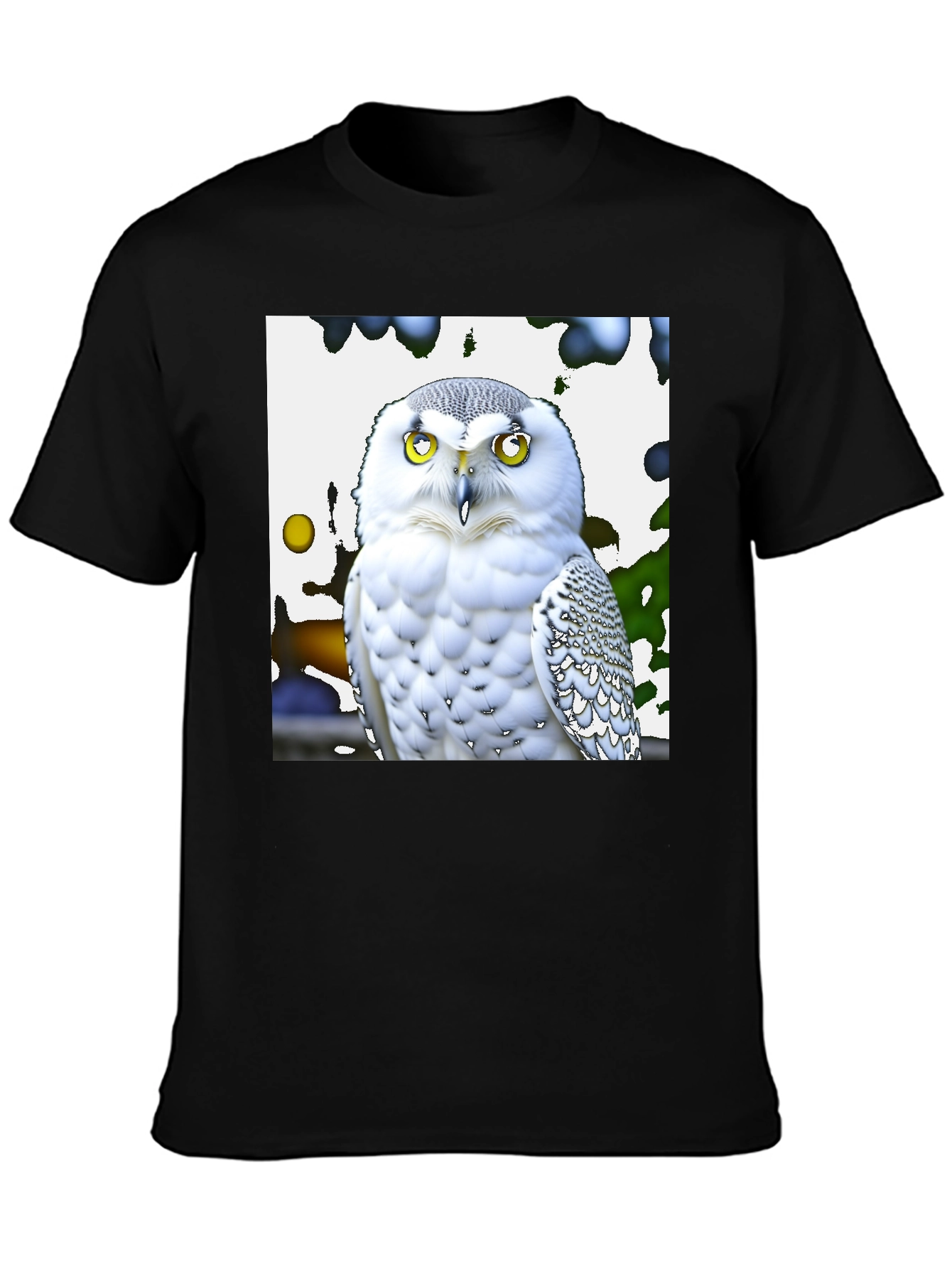 Snowy Owl Graphic Tee - Black Cotton Blend