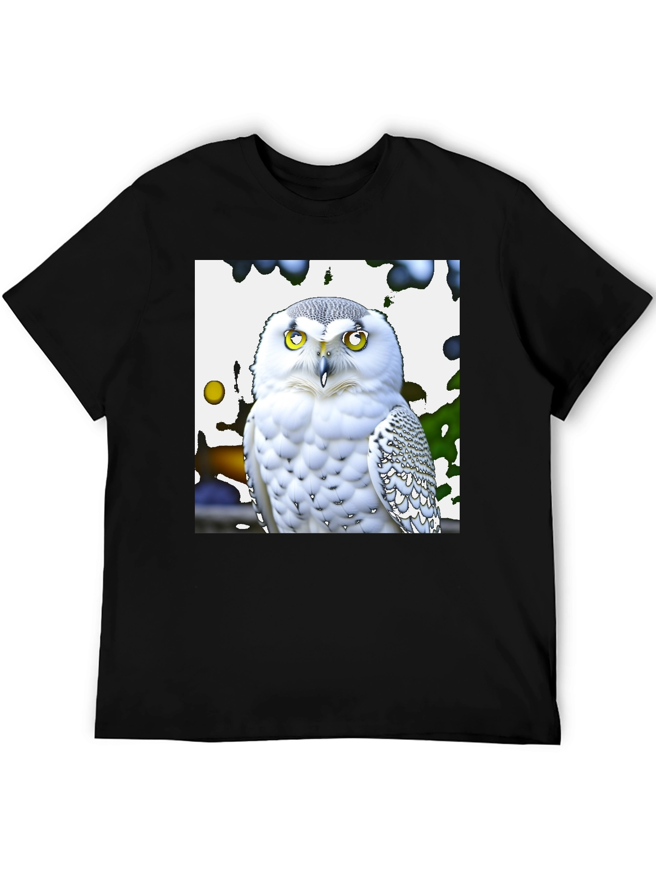 Snowy Owl Graphic Tee - Black Cotton Blend