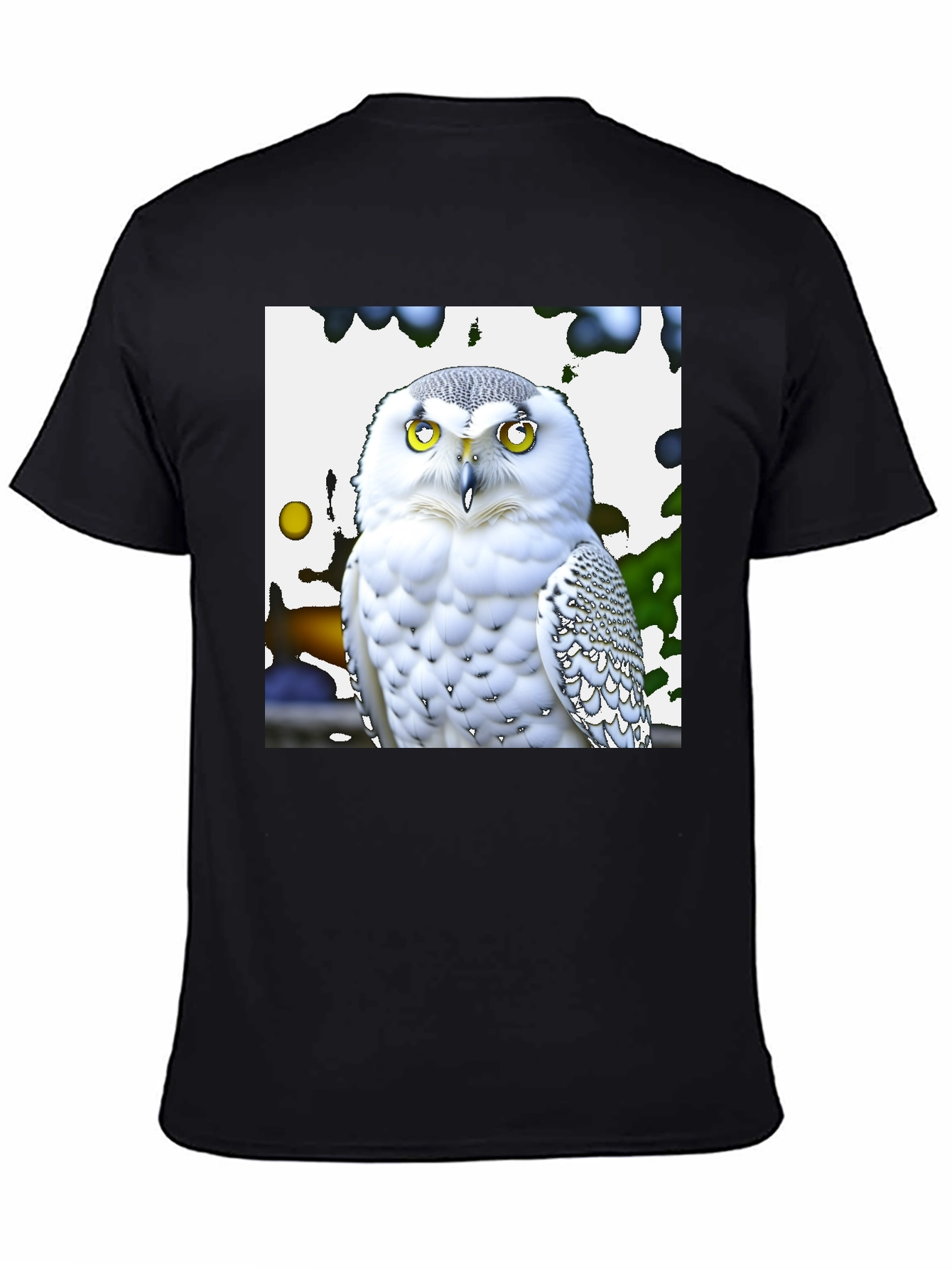 Snowy Owl Graphic Tee - Black Cotton Blend