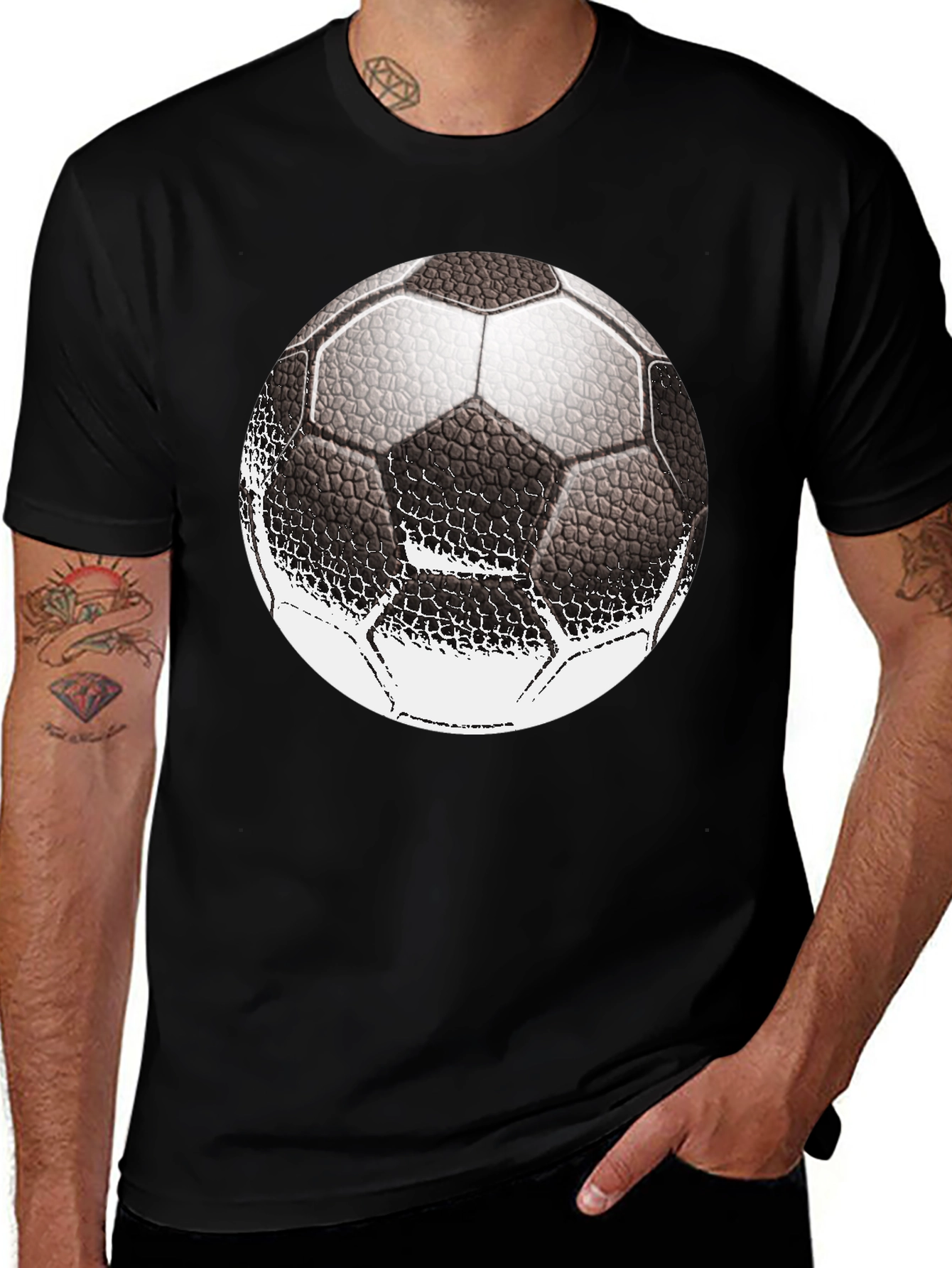 Soccer Ball Graphic Print Black T-Shirt
