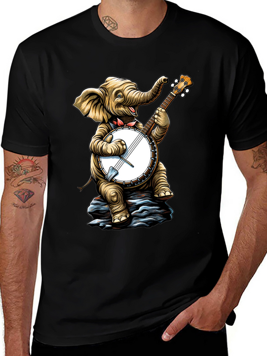 Elephant Playing Banjo Graphic Tee