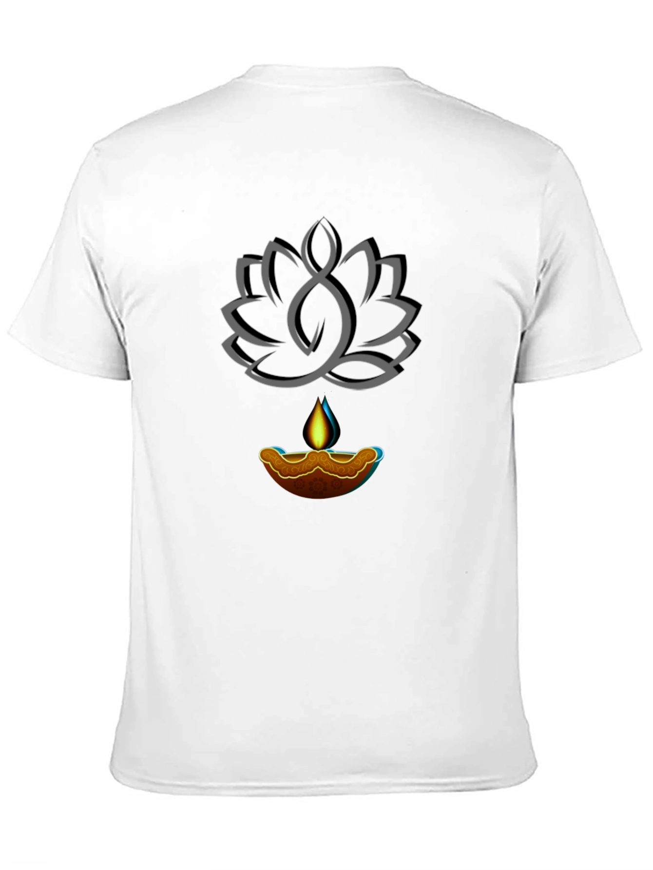 Lotus and Lamp Graphic Black T-Shirt