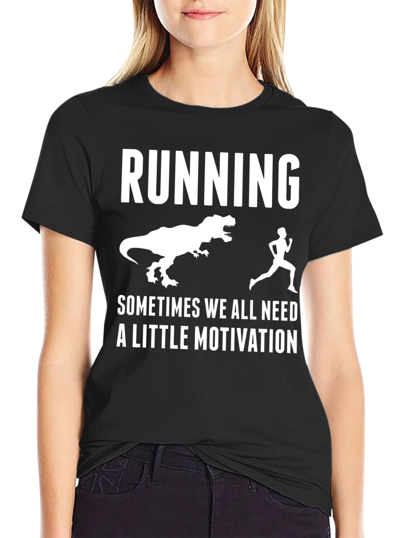 Funny Running Dinosaur Motivation T-Shirt