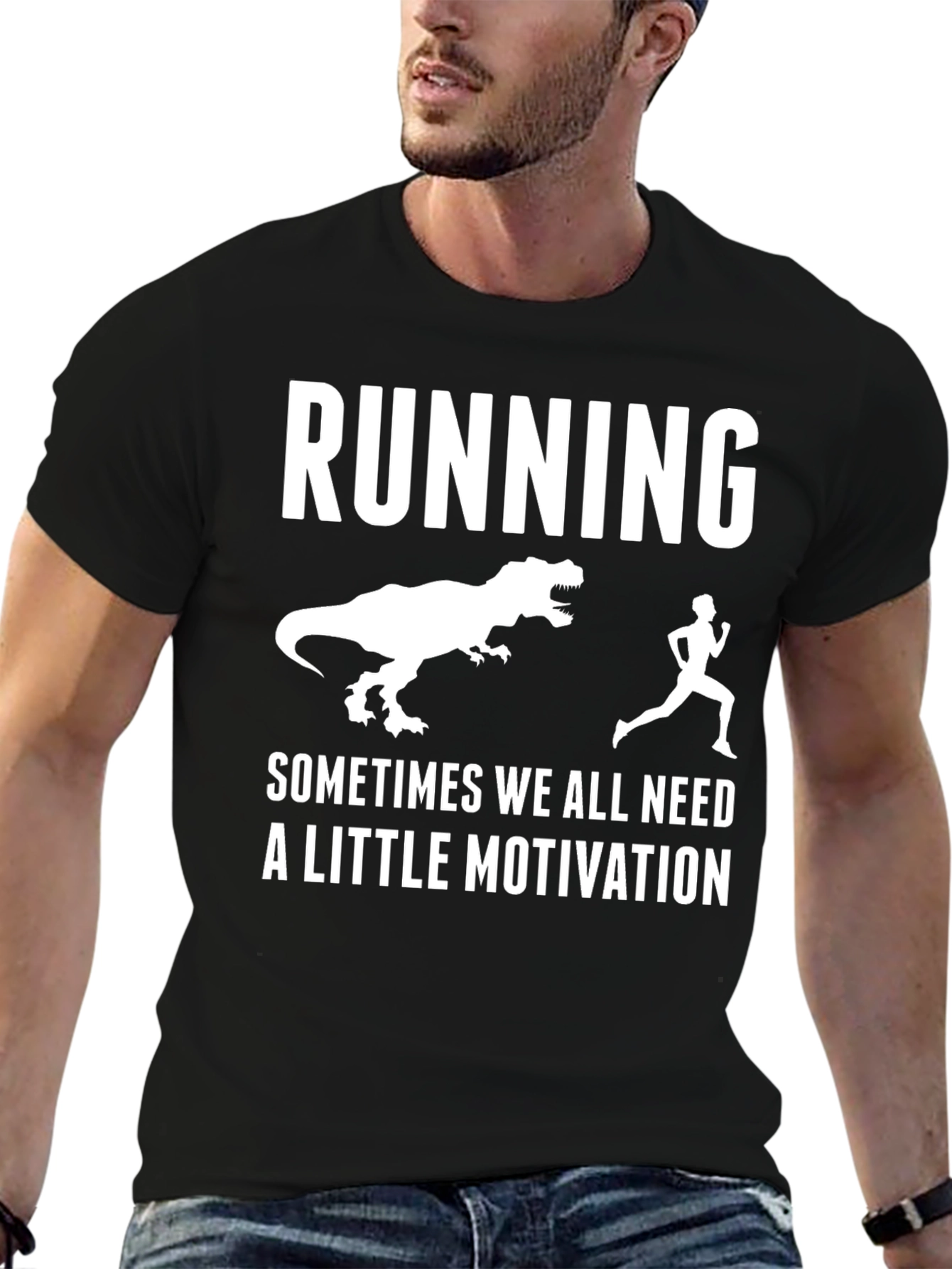 Funny Running Dinosaur Motivation T-Shirt