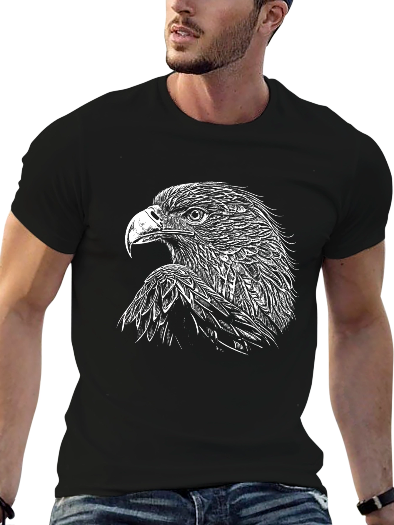 Mens Black Eagle Graphic T-Shirt - Stylish Casual Tee