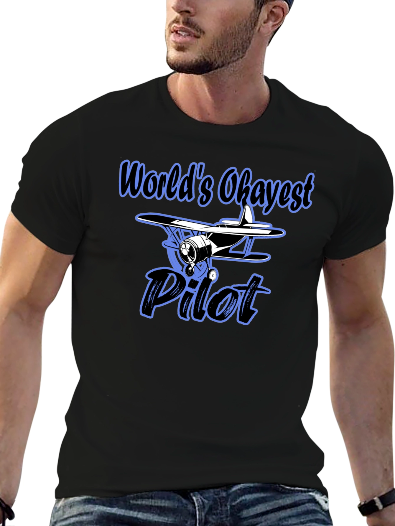 Worlds Okayest Pilot Black T-Shirt