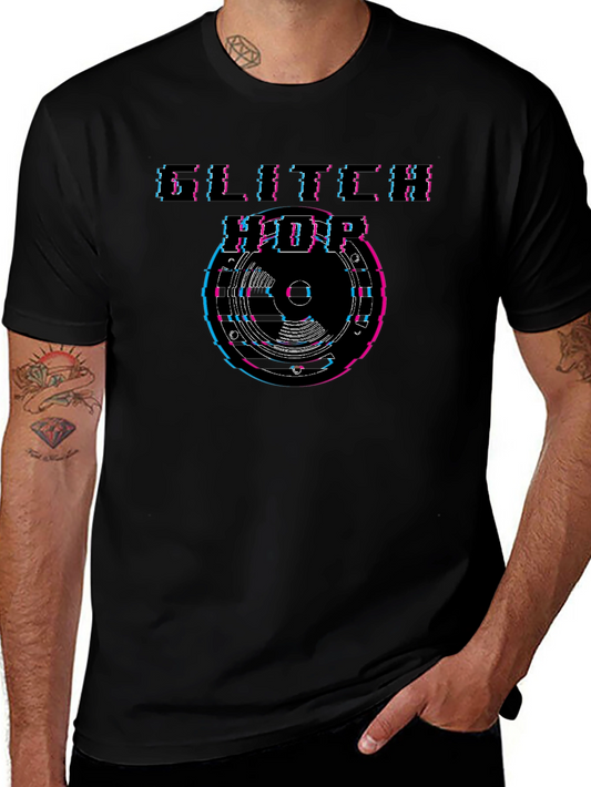 Glitch Hop Graphic T-Shirt - Black Crew Neck Tee