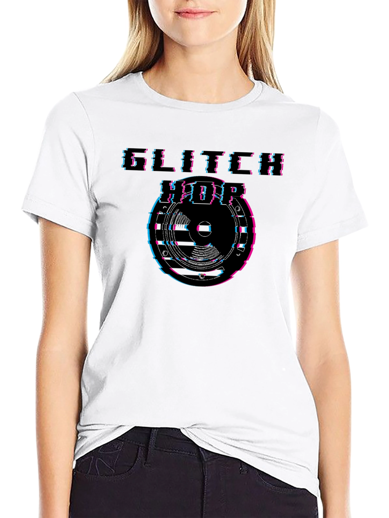 Glitch Hop Graphic T-Shirt - Black Crew Neck Tee