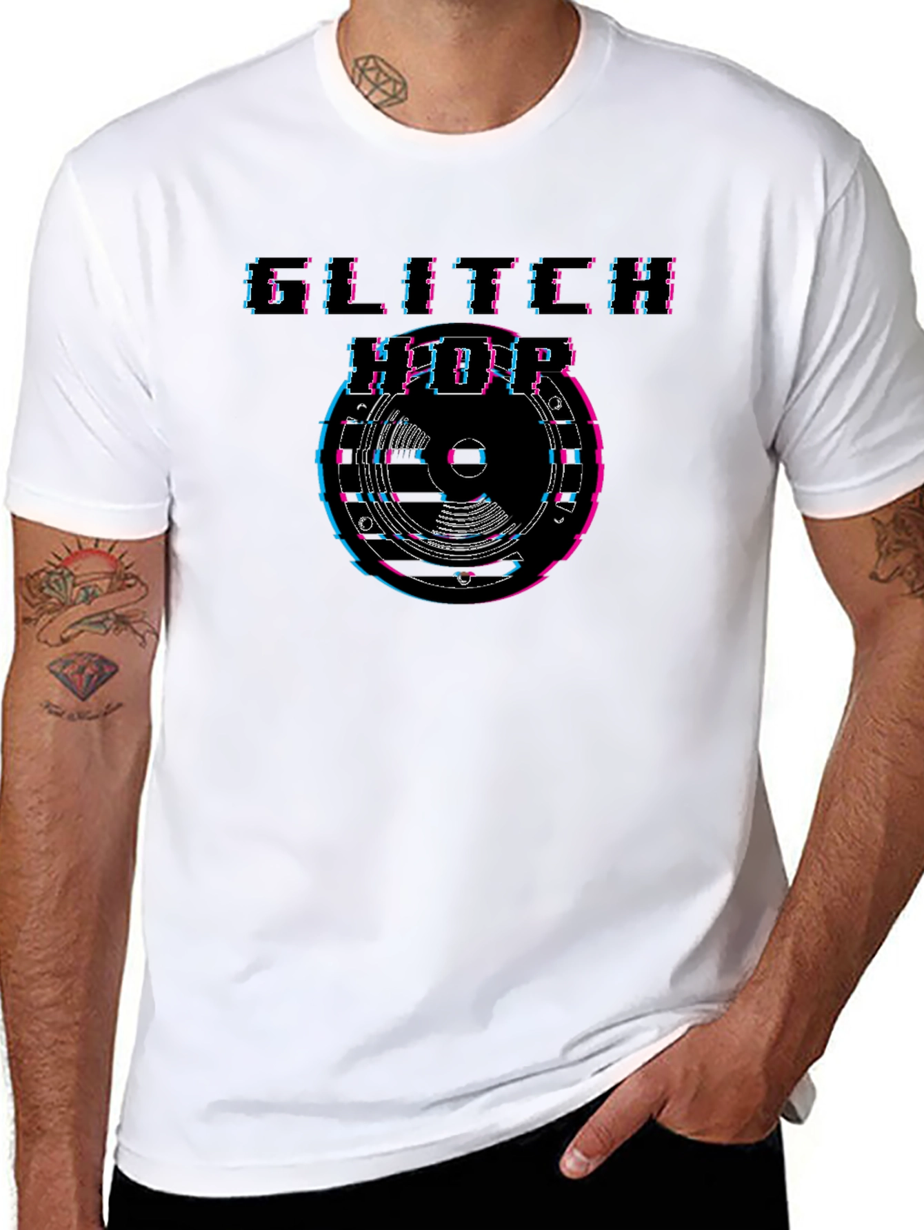 Glitch Hop Graphic T-Shirt - Black Crew Neck Tee