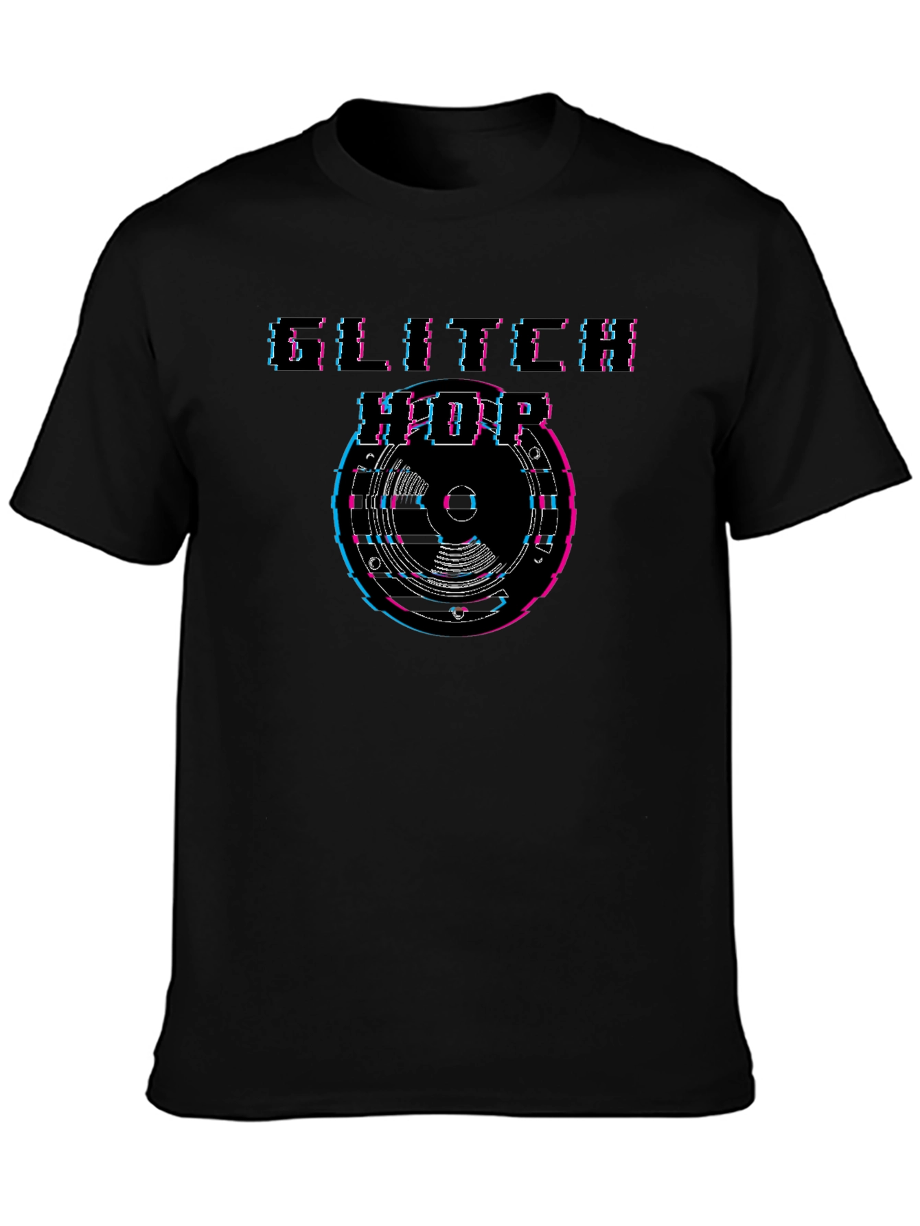 Glitch Hop Graphic T-Shirt - Black Crew Neck Tee