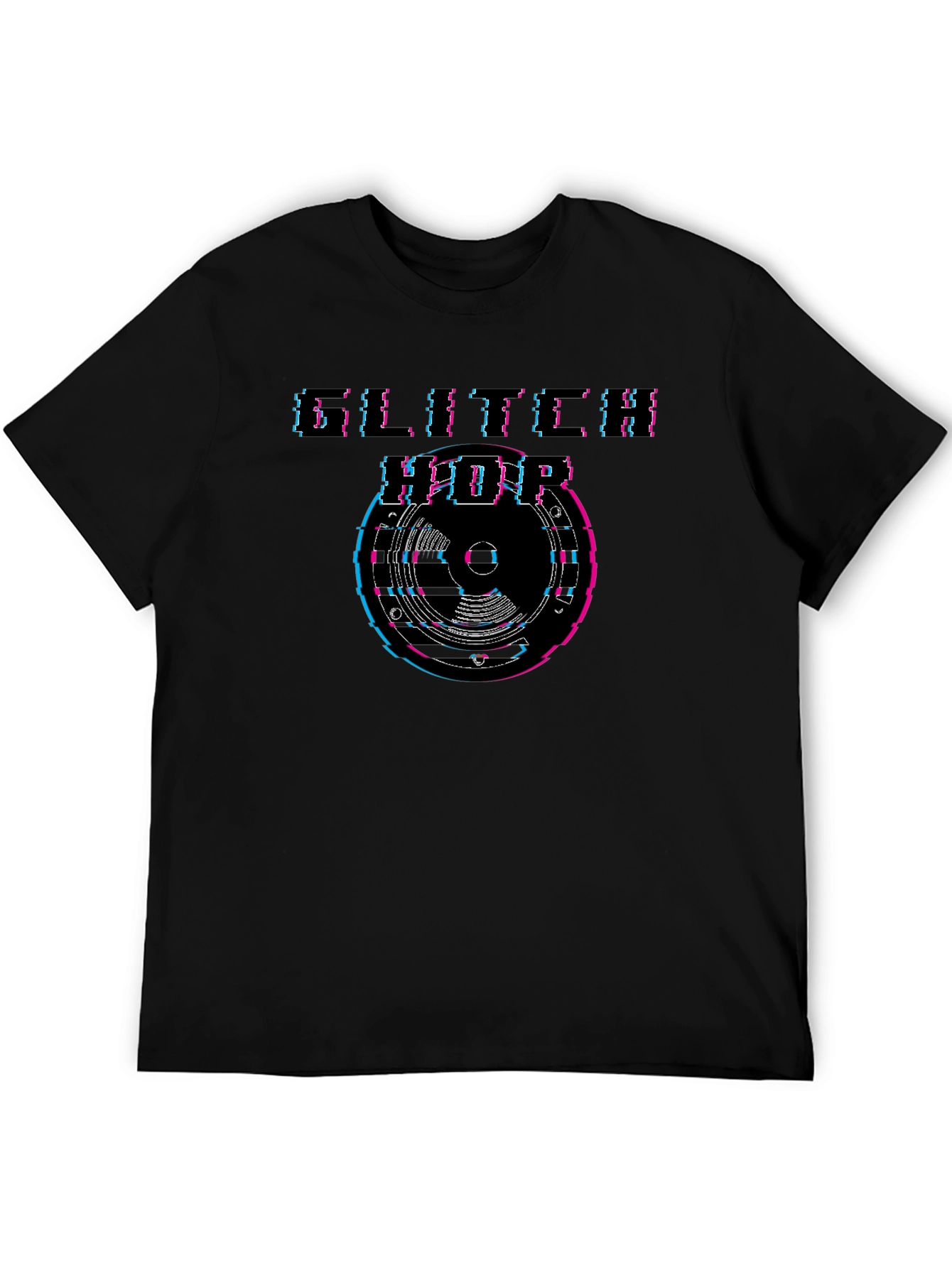 Glitch Hop Graphic T-Shirt - Black Crew Neck Tee