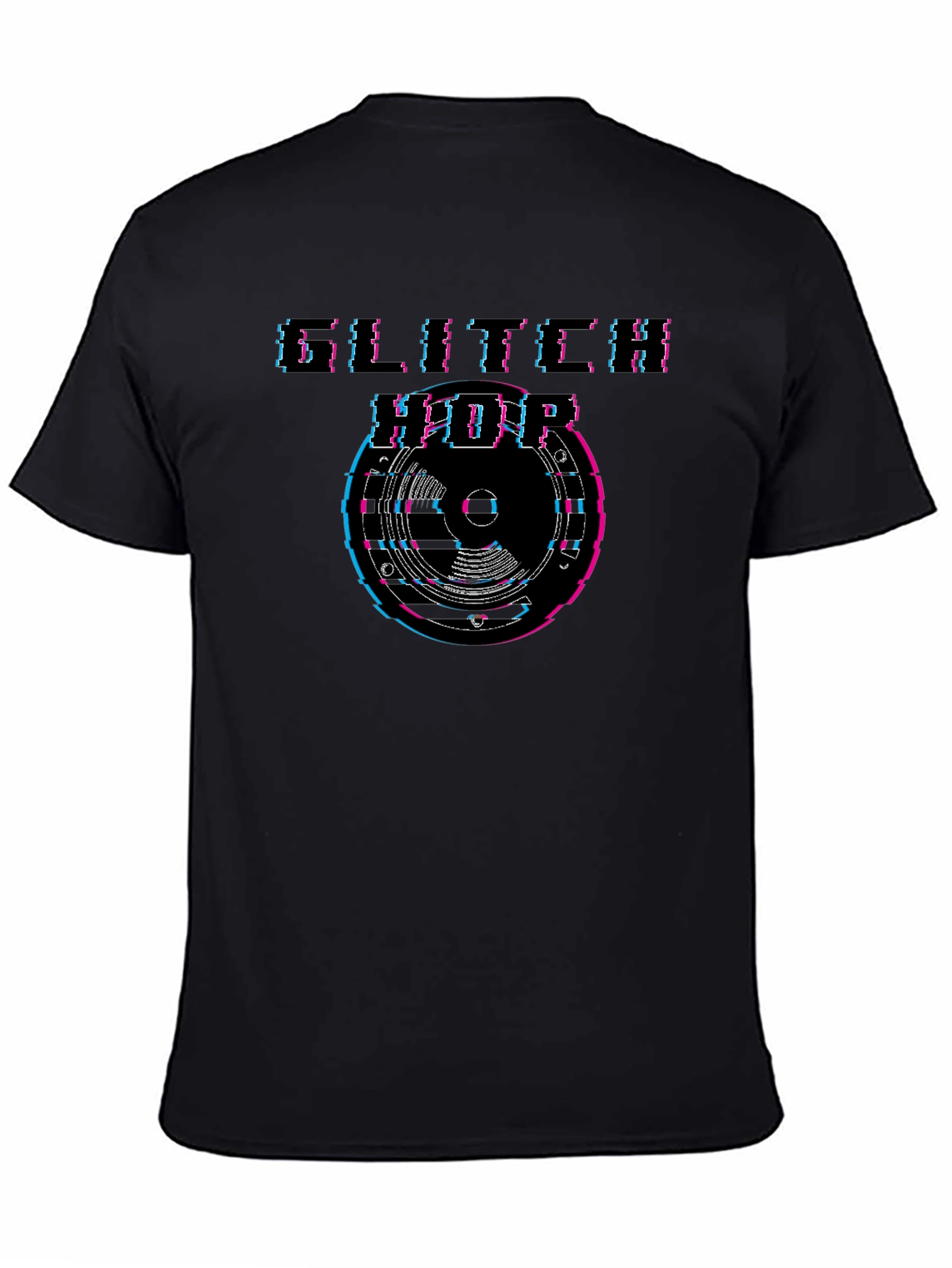 Glitch Hop Graphic T-Shirt - Black Crew Neck Tee