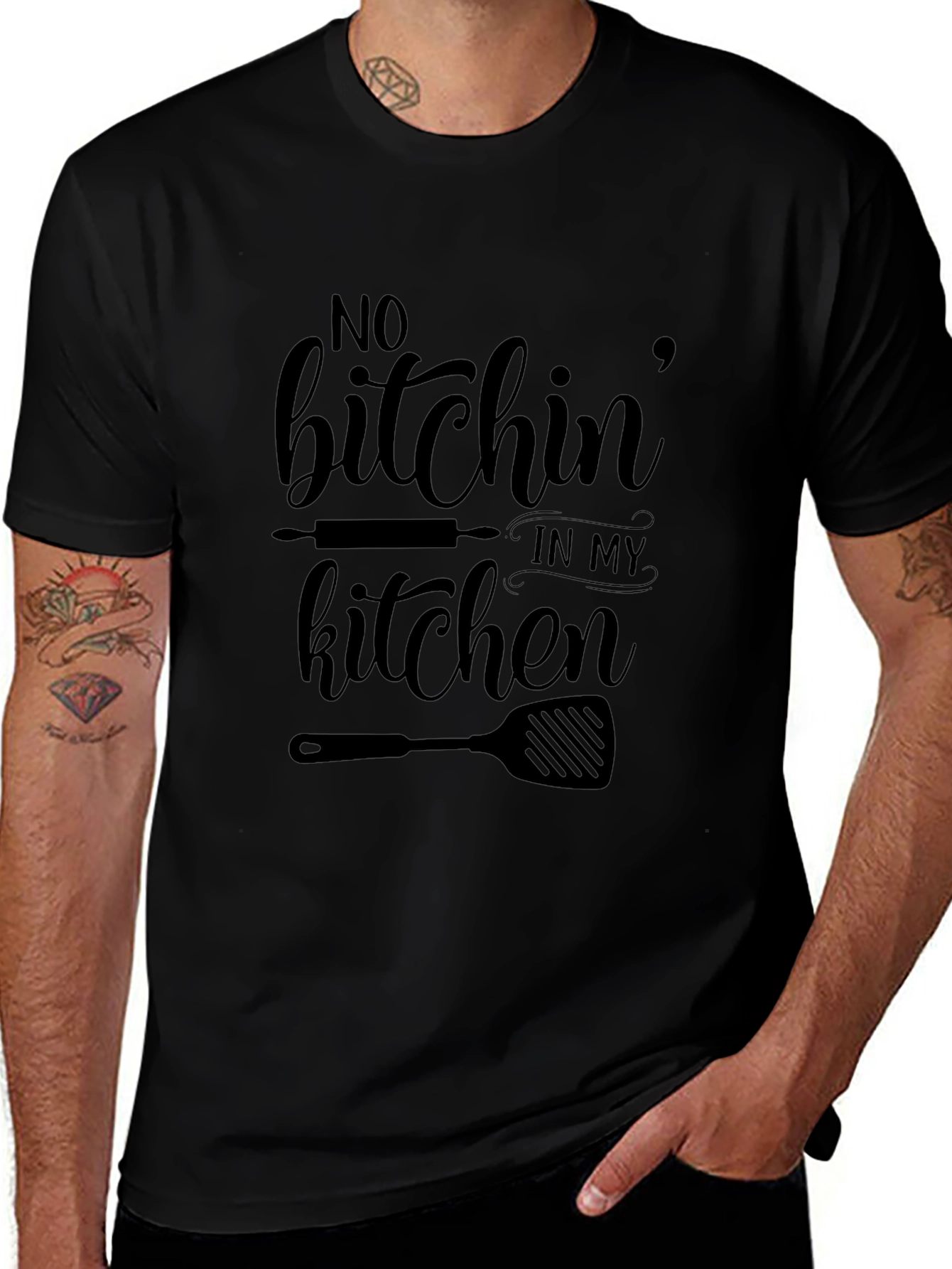 No Bitchin In My Kitchen Black Graphic T-Shirt