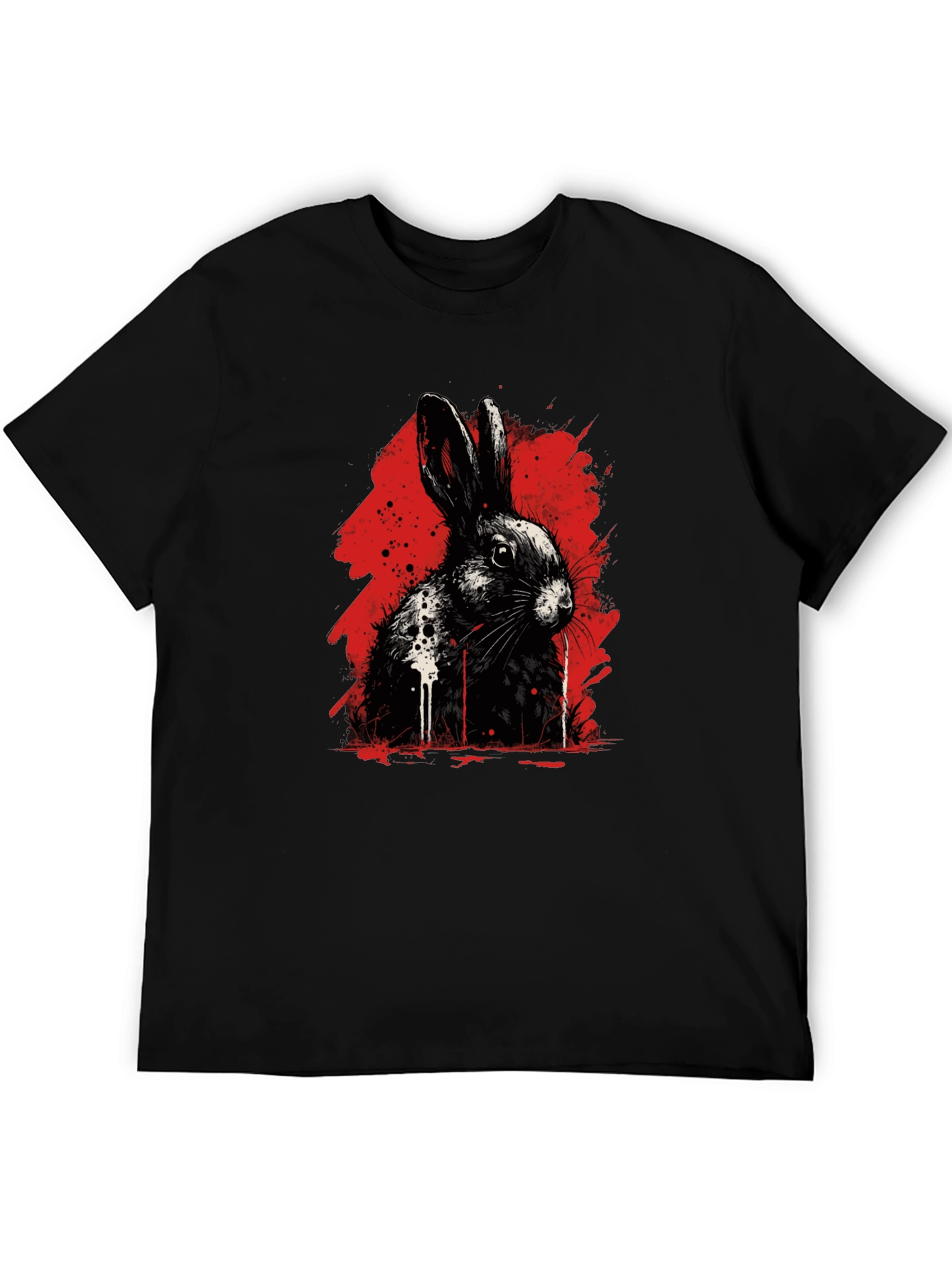 Rabbit Ink Splatter Graphic Tee - Black