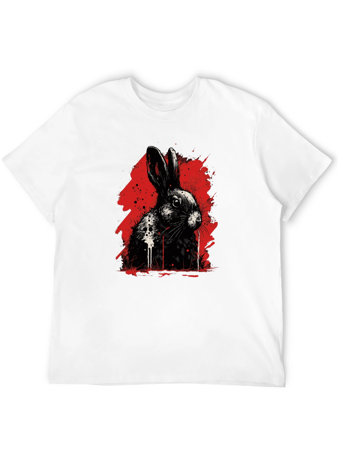 Rabbit Ink Splatter Graphic Tee - Black