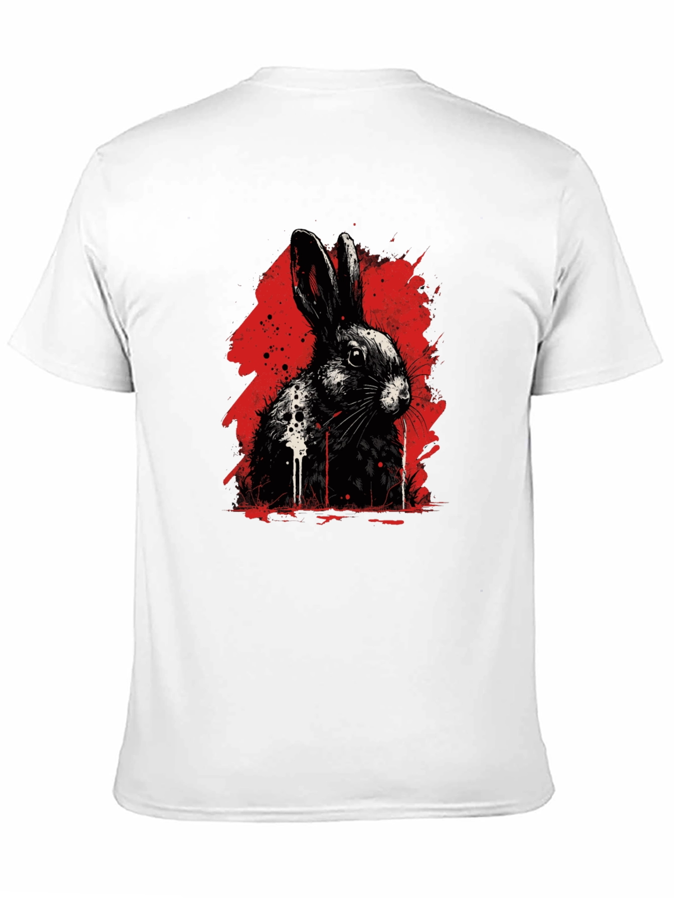 Rabbit Ink Splatter Graphic Tee - Black