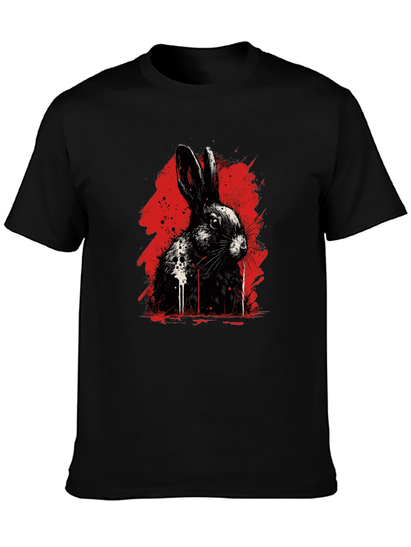 Rabbit Ink Splatter Graphic Tee - Black
