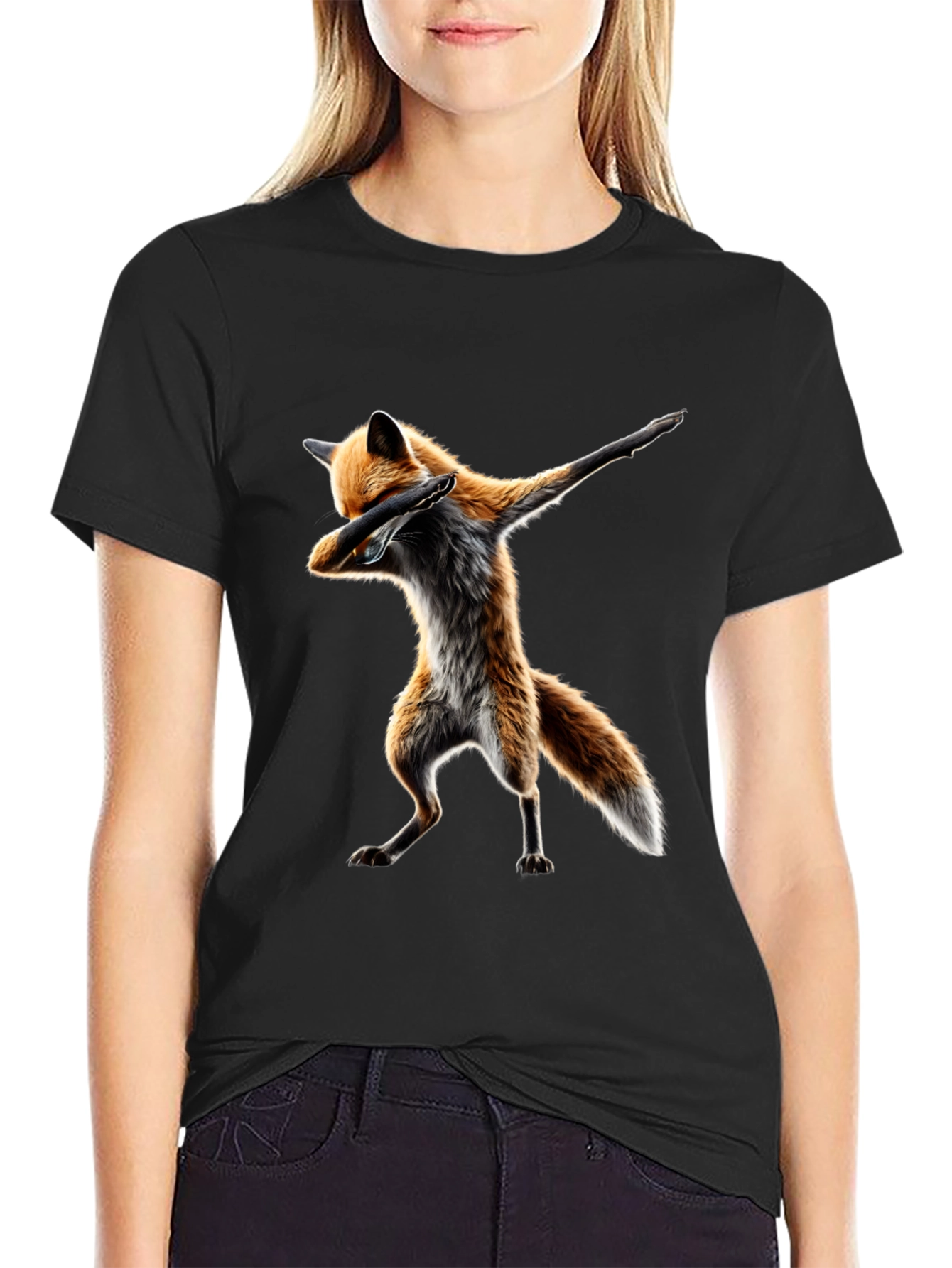 Dabbing Fox Graphic Tee - Black T-Shirt