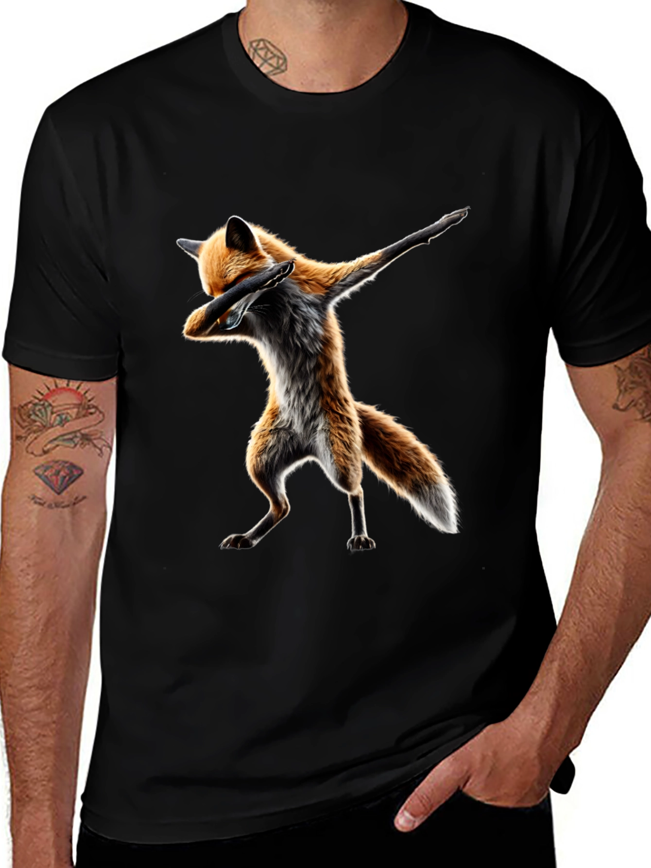 Dabbing Fox Graphic Tee - Black T-Shirt
