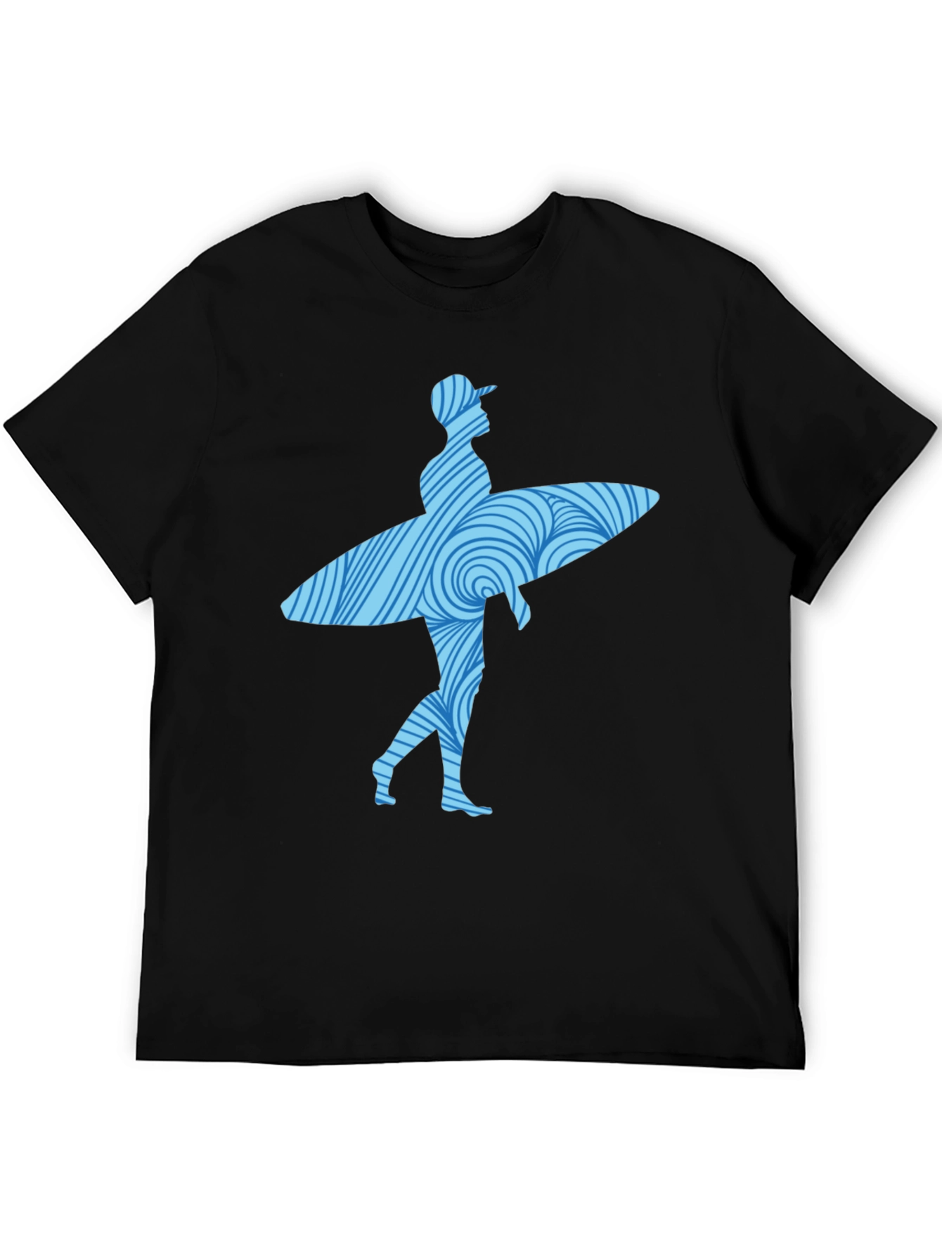 Surfer Graphic Tee - Cool Wave Design Black Shirt
