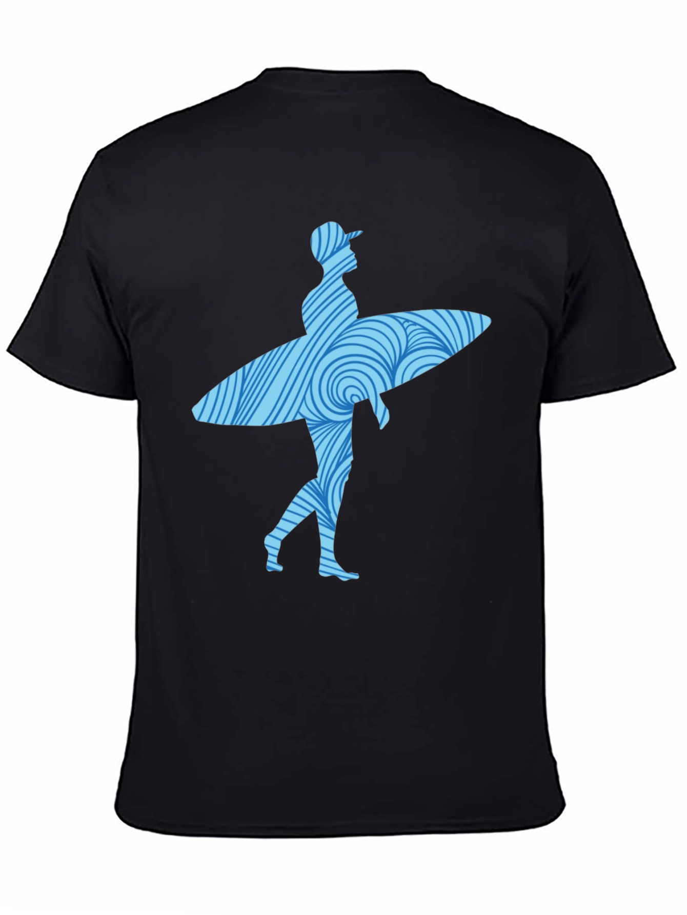 Surfer Graphic Tee - Cool Wave Design Black Shirt