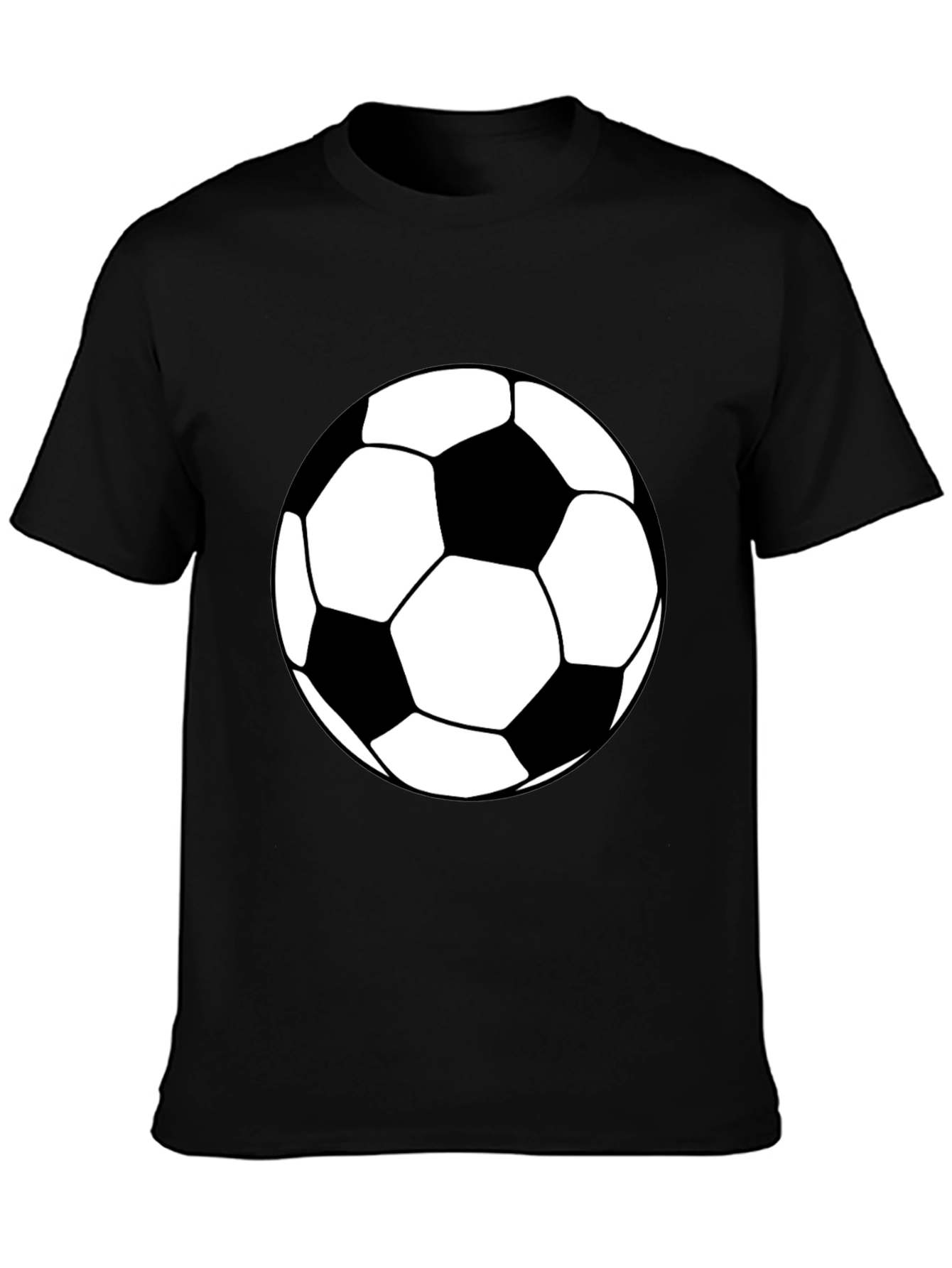 Soccer Ball Graphic Tee - Black Cotton T-Shirt