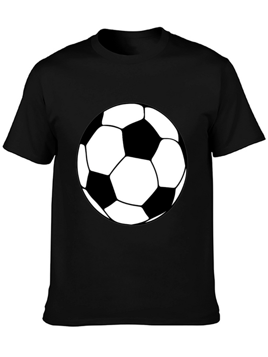Soccer Ball Graphic Tee - Black Cotton T-Shirt