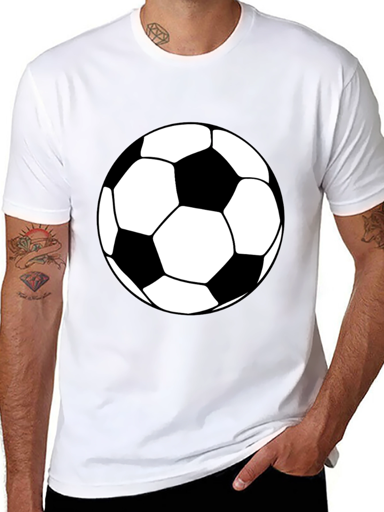 Soccer Ball Graphic Tee - Black Cotton T-Shirt
