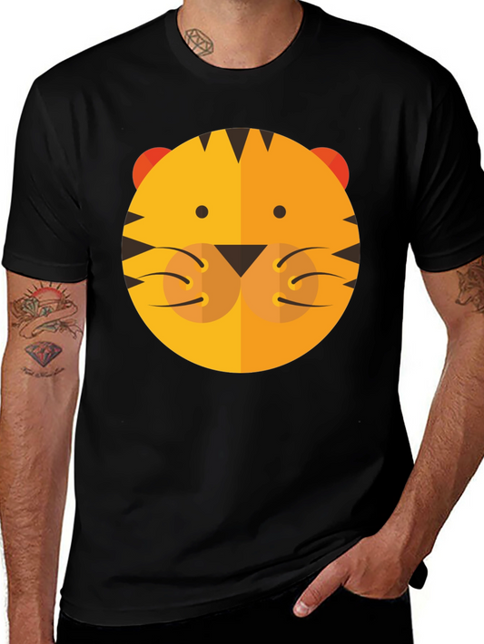Cute Tiger Graphic Tee - Black Cotton Shirt