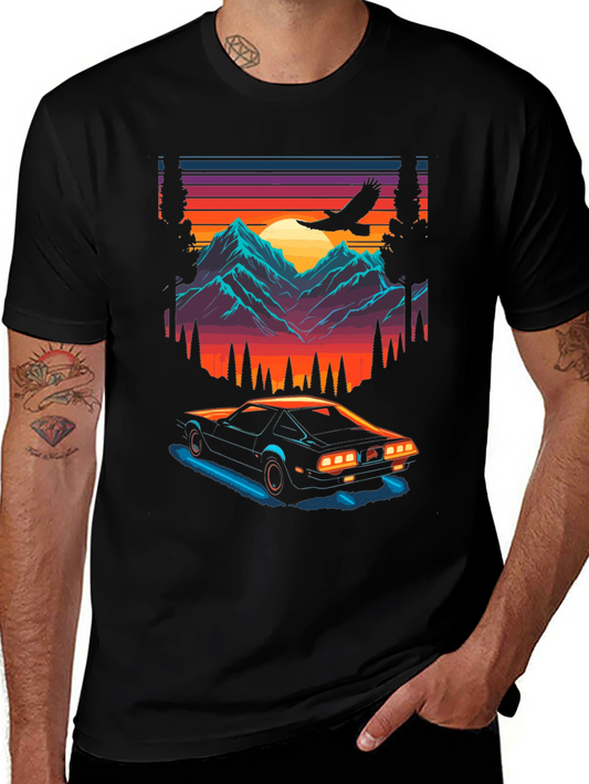 Retro Sunset Car Graphic Tee
