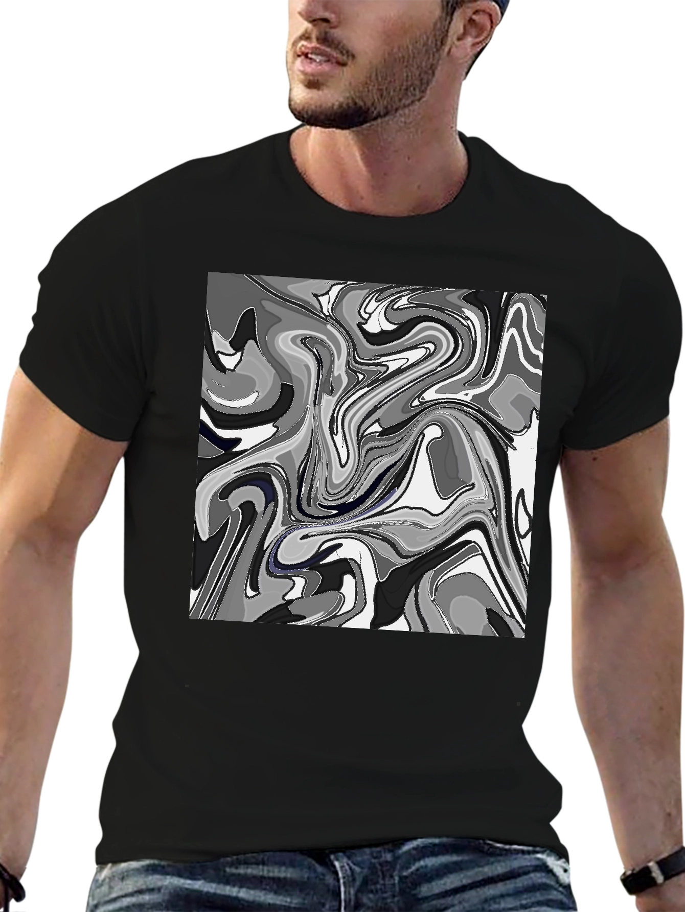 Abstract Art Mens Black T-Shirt