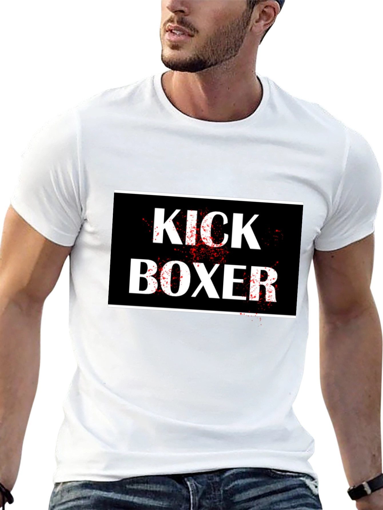 Kick Boxer Graphic Tee - Black Cotton T-Shirt