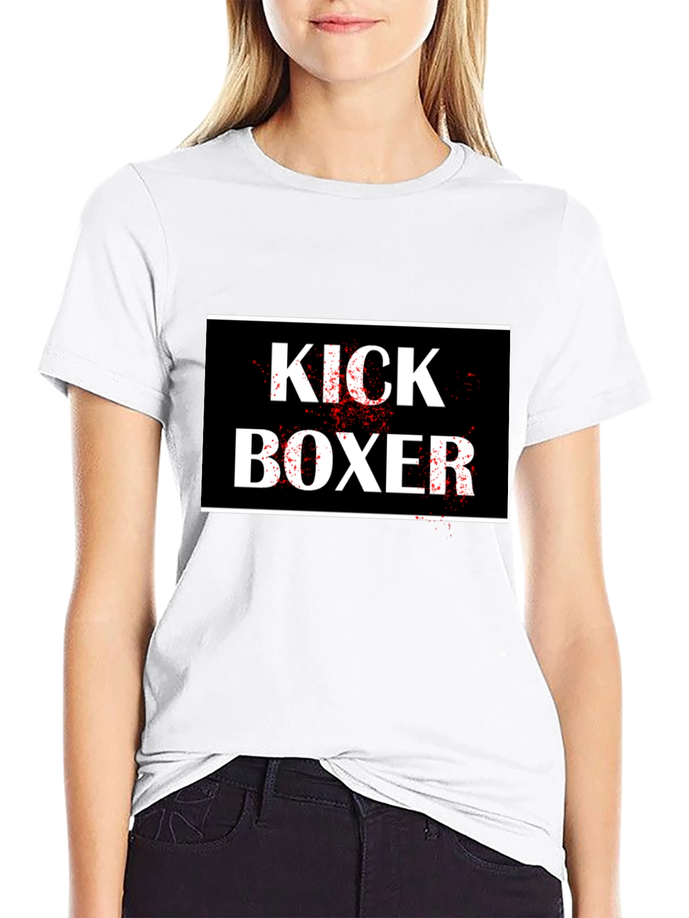 Kick Boxer Graphic Tee - Black Cotton T-Shirt