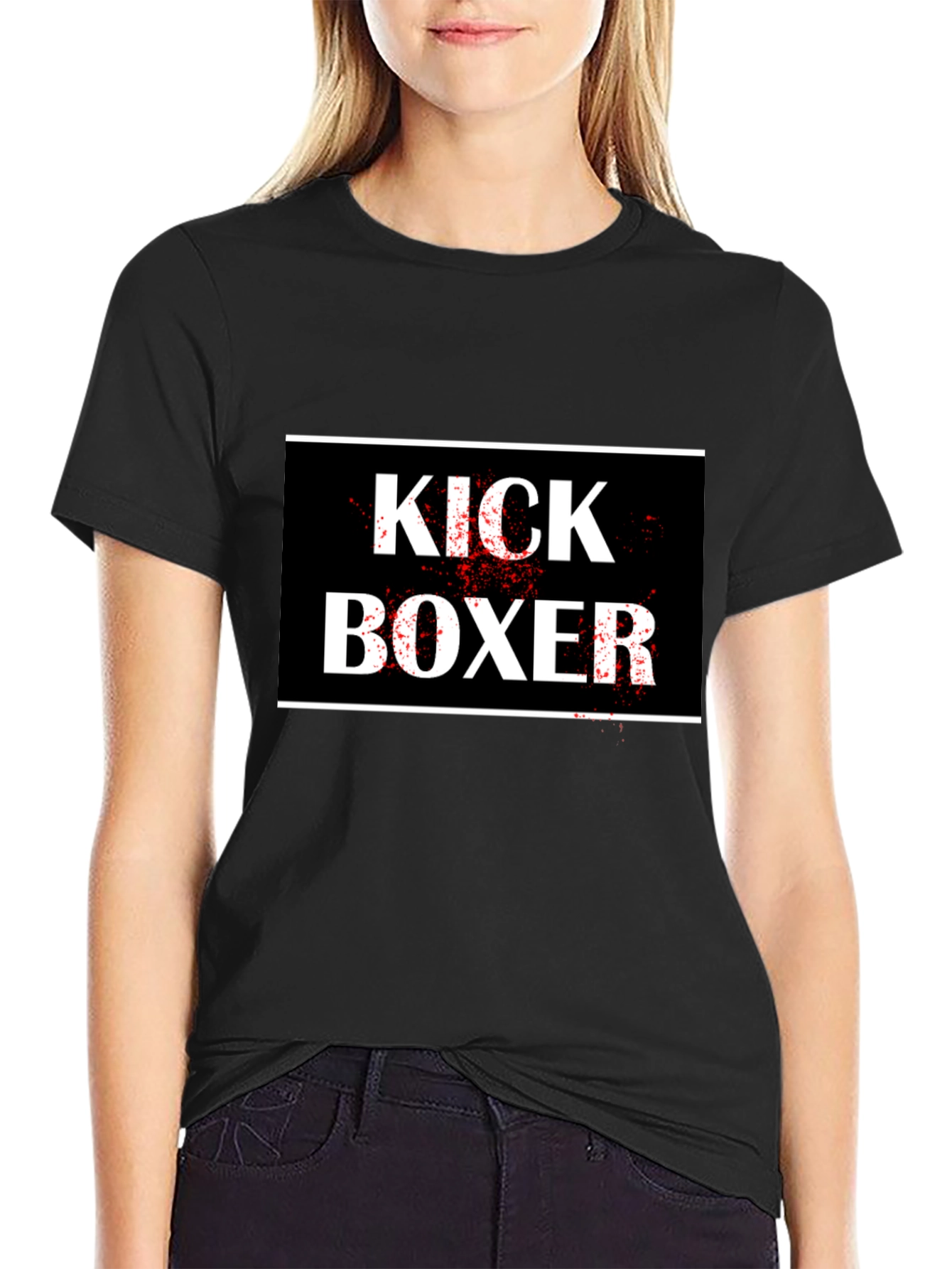 Kick Boxer Graphic Tee - Black Cotton T-Shirt