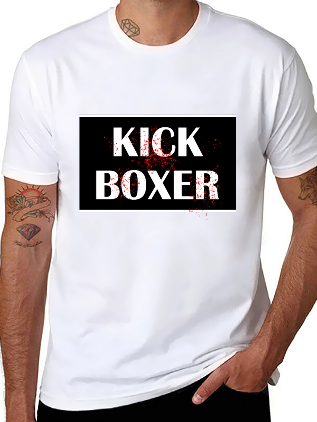 Kick Boxer Graphic Tee - Black Cotton T-Shirt