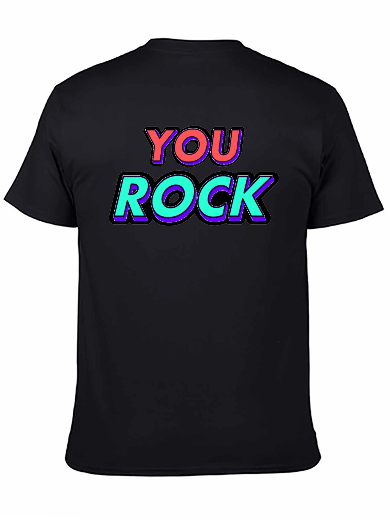 You Rock Graphic Tee - Black Crew Neck T-Shirt